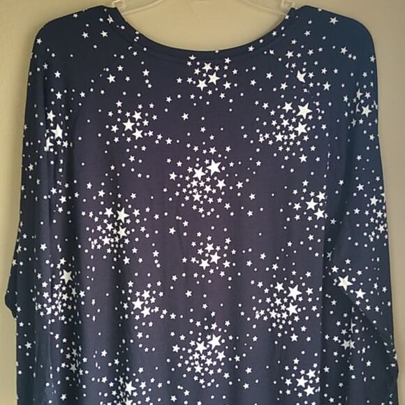 A.N.A. Basic Black White Stars Petite Plus Size XXL scoop neck top - Picture 6 of 7